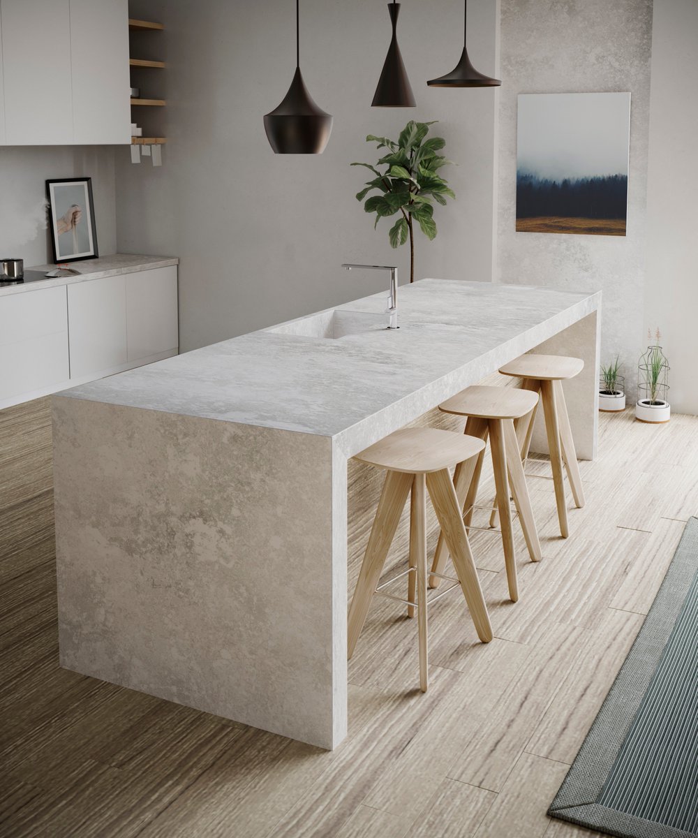 Keukeneiland met werkblad Silestone Silver Lake van Consentino via Arte #werkblad #keuken #keukeninspiratie #cosentino #arte