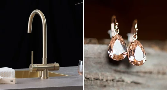 Modetrends in de keuken: voeg wat glamour toe. Steel Gold kokendwaterkraan Selsiuz #keuken #keukeninspiratie #glamour #kokendwaterkraan #selsiuz